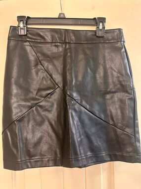 Black Faux Leather A-Line Skirt - Women's